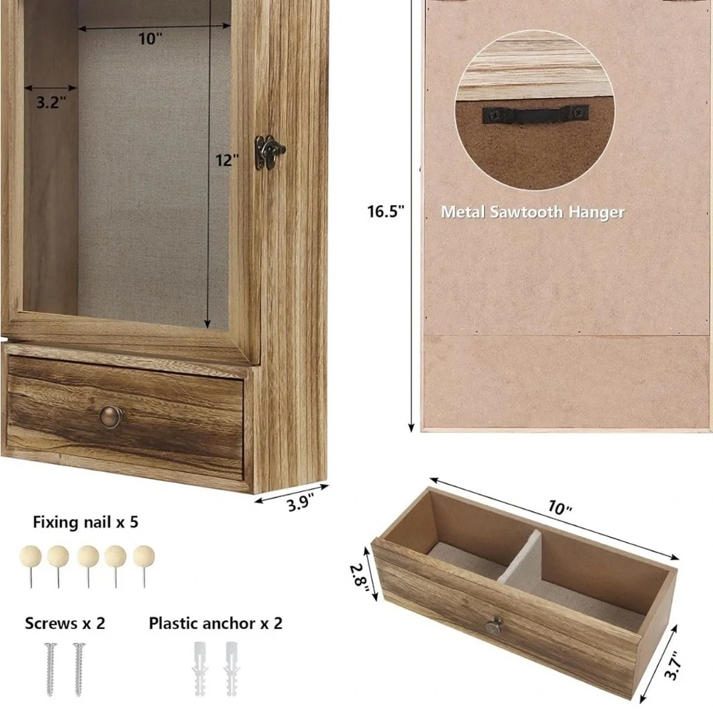 Wooden Display Cabinet with Glass Door